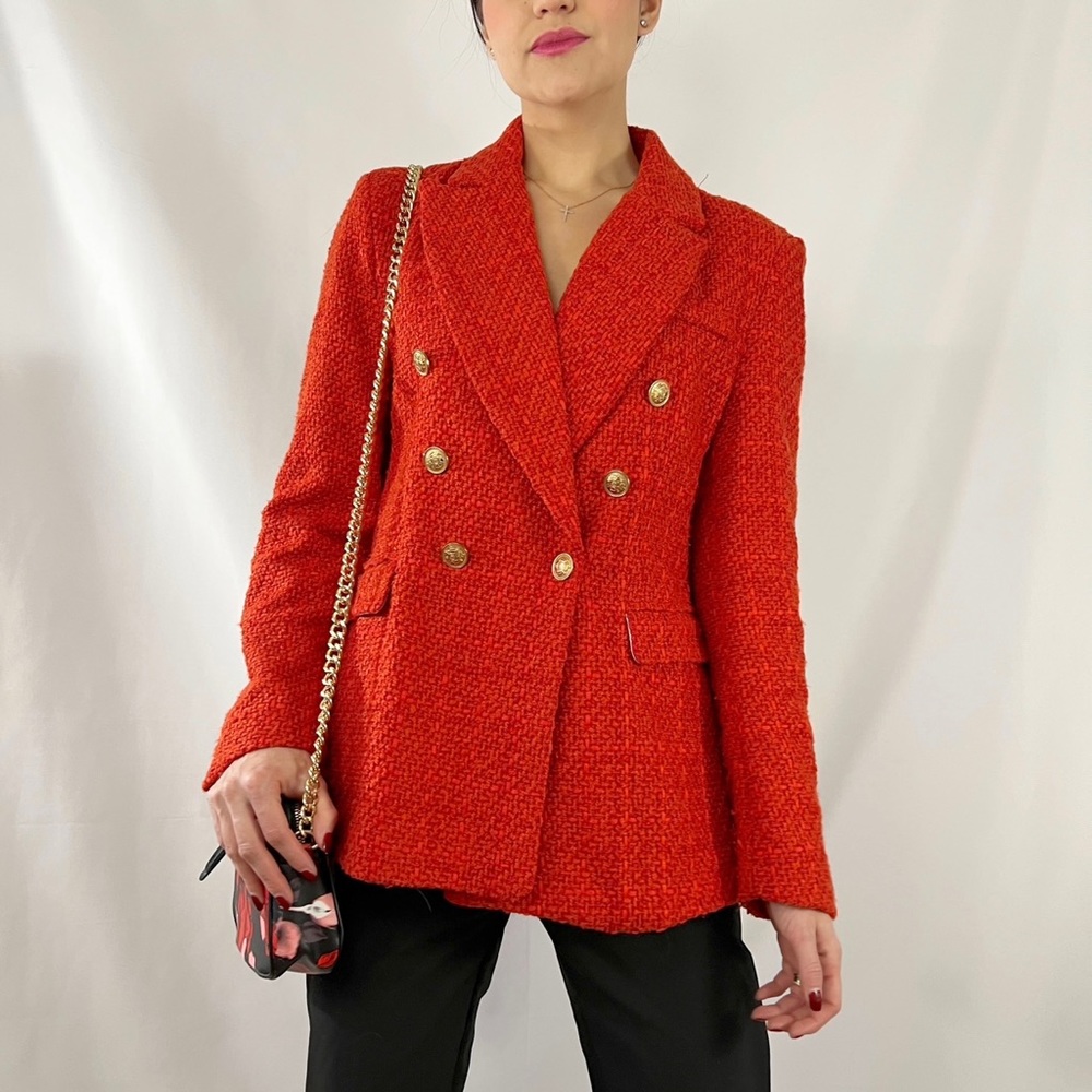 Red tweed blazer